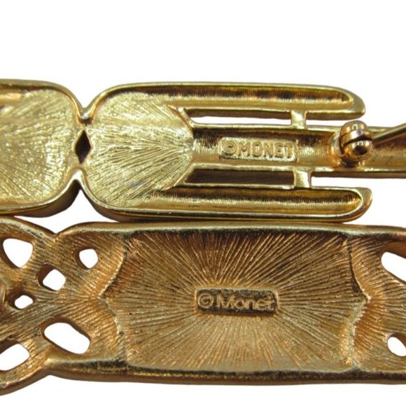 Double Heart Rhinestone Pin and Green Enamel Celtic knot Monet Brooches 2 in Lot - Picture 5 of 9